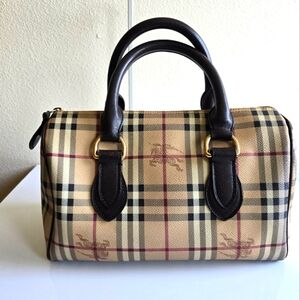 Burberry Haymarket Check Boston Bag Brown
